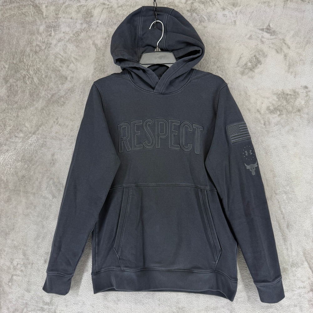 Under Armour Project Rock Hoodie Mens Medium Black 1345581 Respect Brahma Bull